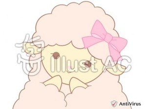 イラストAC「ピンクのひつじ(微笑み)」01