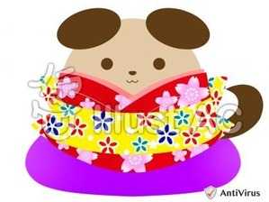 イラストAC「わんこ着物」