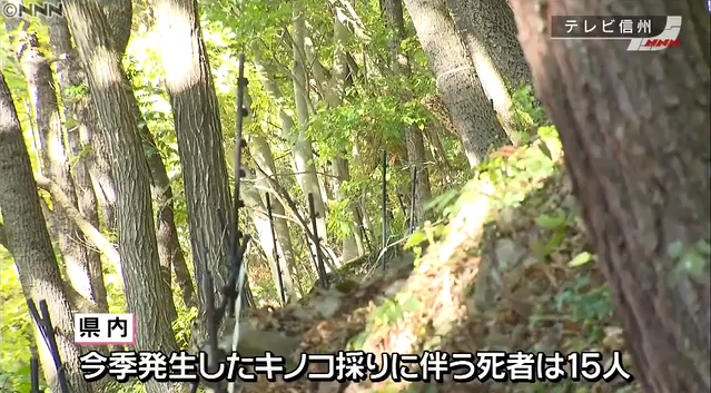 キノコ採りの男性死亡