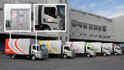 佐川急便5色トラック ハイブリッドはハイブリッドでも… 「ハイブリッド車」と言うと、 エンジ..