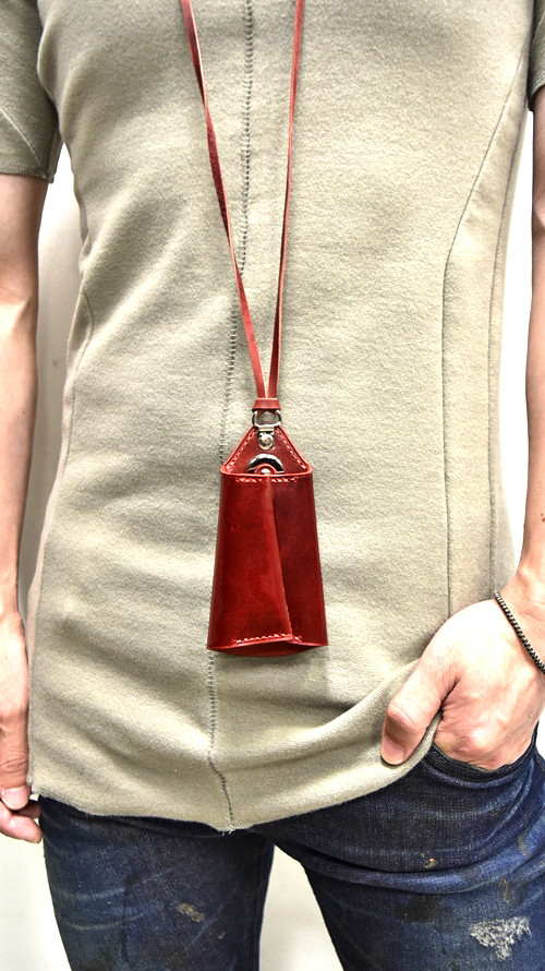 Portaille Neck Strap Key Case red 着用 通販 GORDINI002