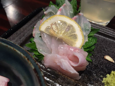 明石 魚の棚商店街 うお左衛門 クエ刺身