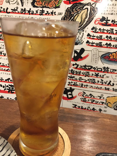 明石 マグロとウニ 鉄板酒場 魚鉄 ウーロンハイ