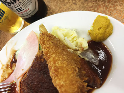 神戸 新開地 洋食 金プラ Aランチ 白身フライ