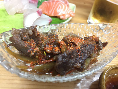 明石 鮪屋の食堂 海路 牛肉のキンピラ