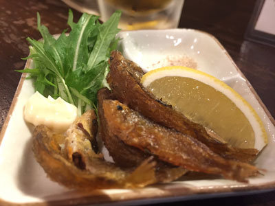 明石 立ち呑み処 つなぎ家 油目シンコから揚げ