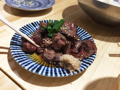 姫路 肉酒場 肉のまるまさ 鶏肝焼き