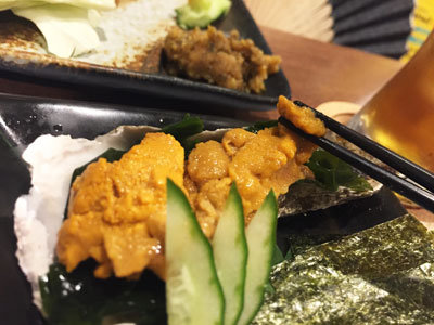 明石 居酒屋 鉄板酒場 魚鉄 ウニ盛合せ