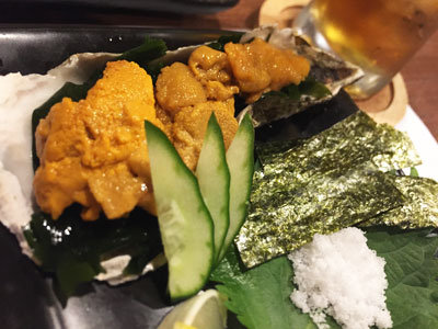 明石 居酒屋 鉄板酒場 魚鉄 ウニ