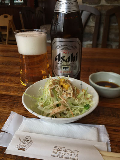 姫路 ステーキハウス ジャンプ サラダ ビール