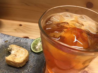 姫路 立吞み わかめ 麦焼酎 ウーロン割り