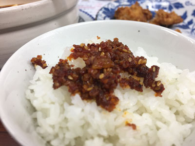 明石 台湾料理 群ちゃん 肉味噌 ご飯