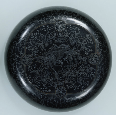 葉っぱ型小物入れ、鳳凰紋様、明治大正時代、手描き、骨董品 葉っぱ型小物入れ、鳳凰紋様、明治大正時代、手描き、骨董品