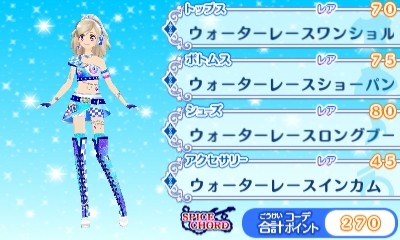 3DSアイカツスターズ!レアドレスクール007ウォーターレース