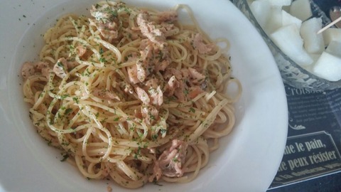 鮭マヨ梅パスタ2