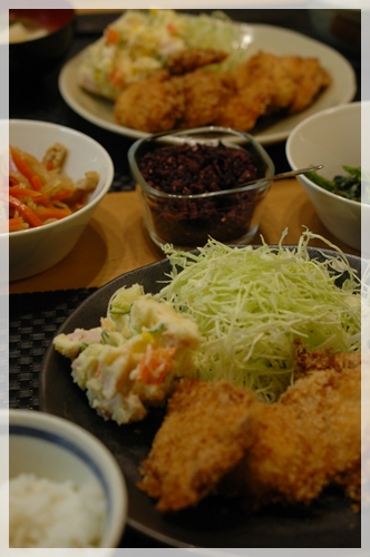 チキンカツの夕飯