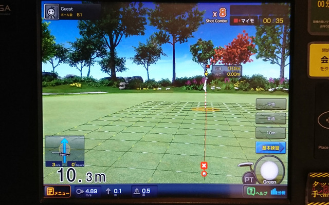 シミュレーションゴルフでパット練習