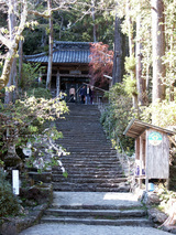 青龍寺 山の中へと参道が一直線に上っています