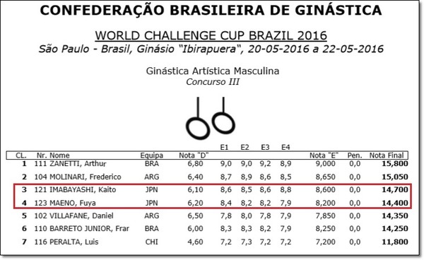 ブラジル決勝後半つり輪