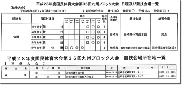 九州ブロック日程