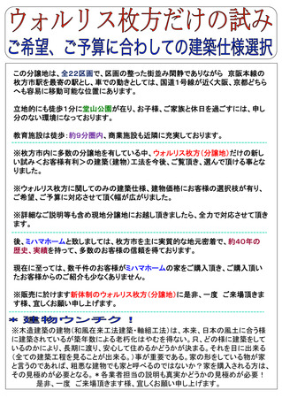 ウォルリス枚方メッセージ