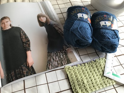 michiyo「S・M・L・XL KNIT」から「リブ模様のベスト」を編み始めまし