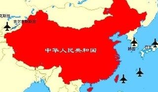 中国から見たアメリカの基地の地図