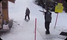 スノーボード、リフト失敗
