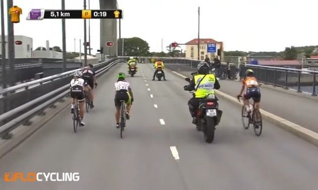 女子自転車レースでのトラブル