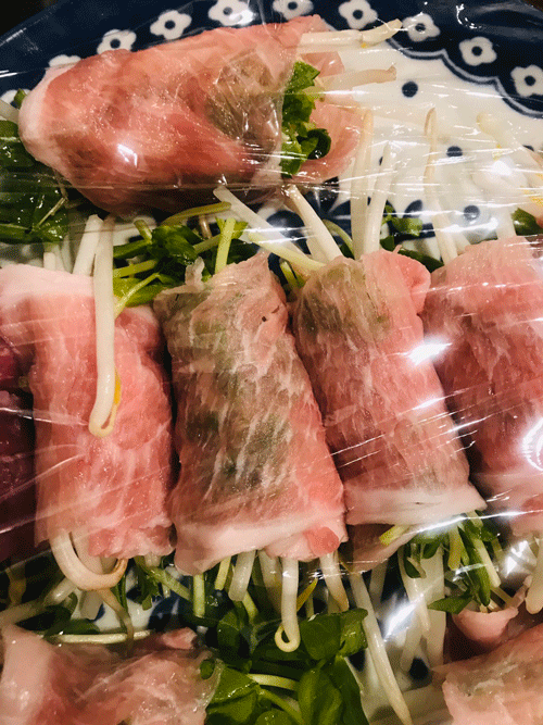豆苗モヤシの豚ロース巻き2
