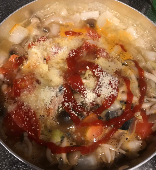 サバ缶キャベツ大根トマトラタトゥイユ煮る前
