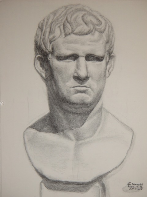 オシャレ空間に　アグリッパ 石膏像 デッサン 美術 インテリア デッサン添削「石膏像(アグリッパ)のデッサン」