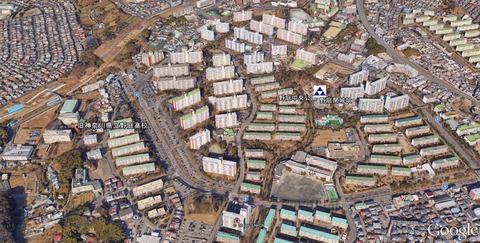 旧神奈川県立野庭高校と野庭関城の位置関係 久良岐のよし