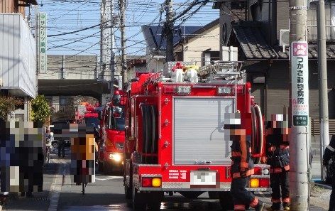 下総中山駅近くで火事