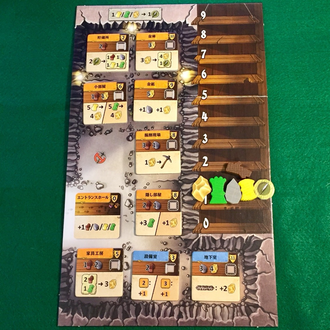 ゲーム紹介『カヴェルナ:洞窟対決 (Caverna: Cave vs Cave)アクションタイル裏面