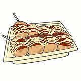 たこ焼きのイラスト・絵カード素材|料理のイラスト