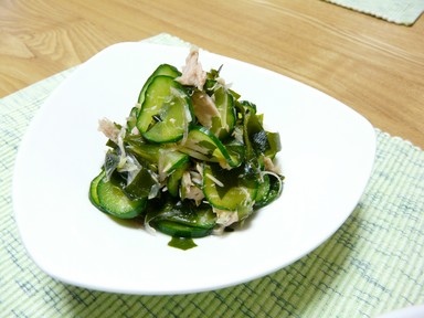 ツナきゅうりワカメの酢の物