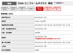 IPO抽選結果（当選・落選）