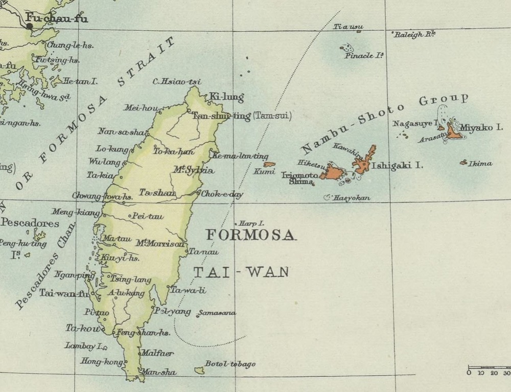 1895尖閣Bartholomews_special_Map_China_Japan_and佛國圖書館