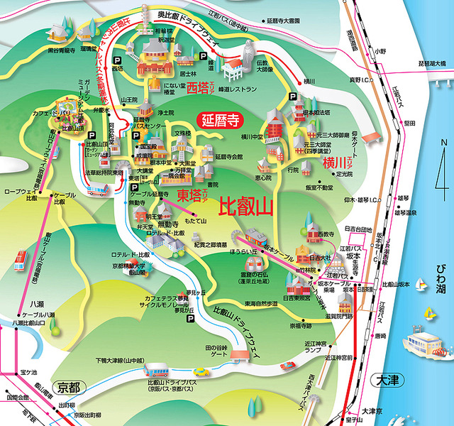 比叡山延暦寺および周辺地図
