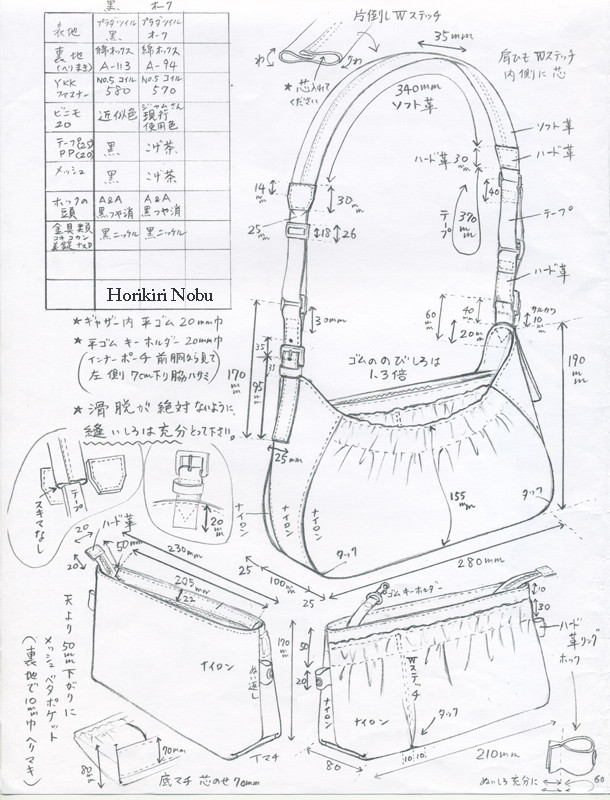 horikirinobuバッグギャザー1sn