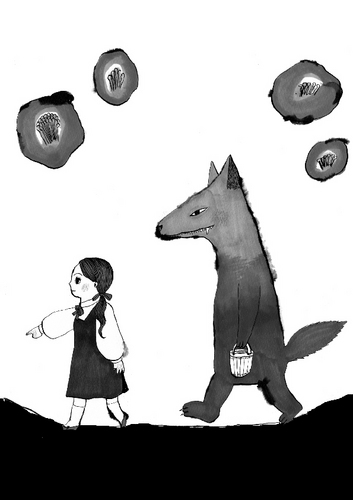 井戸の泉白黒