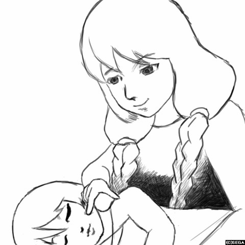 クリスとちびクリス(白黒)