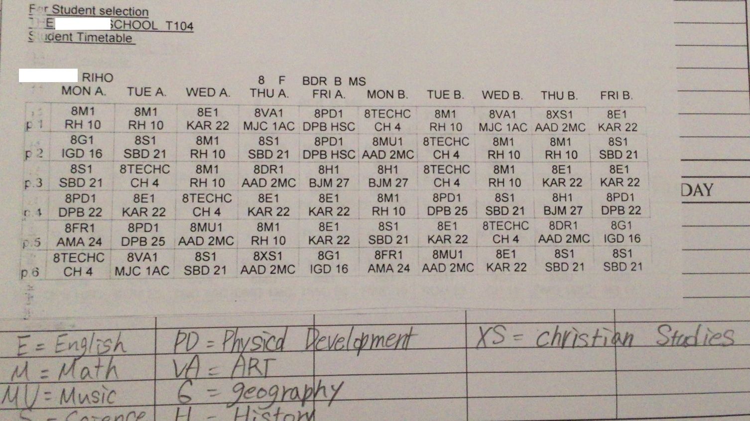 timetable