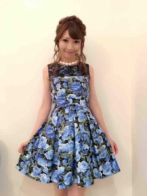 青い薔薇の精♥ロマンスドールワンピバロックブルーローズ柄♥ブルー