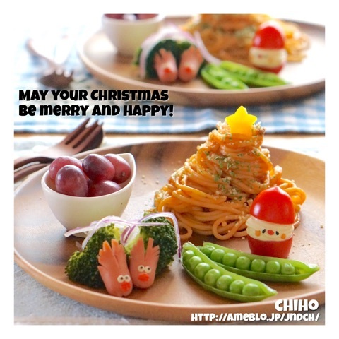 クリスマスキャラ3種盛り キッズランチプレート かわいいおべんとう