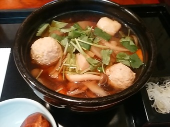 新橋 本陣房本店 ランチ鶏つくね入り けんちん蕎麦