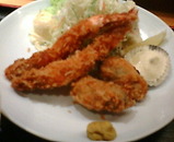 銀座 保志乃 ランチ 大エビフライ カキフライ