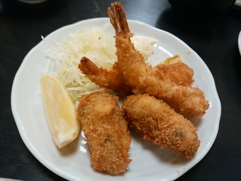 新橋 和楽 ランチ 海老フライ カキフライ