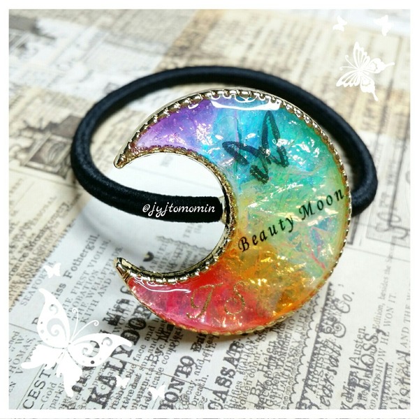 輝くブルー蝶々レジンヘアゴム